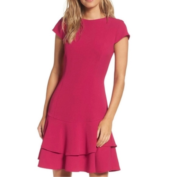 Eliza J Dresses & Skirts - Eliza J Fuchsia Ruffle Hem Dress Size 10